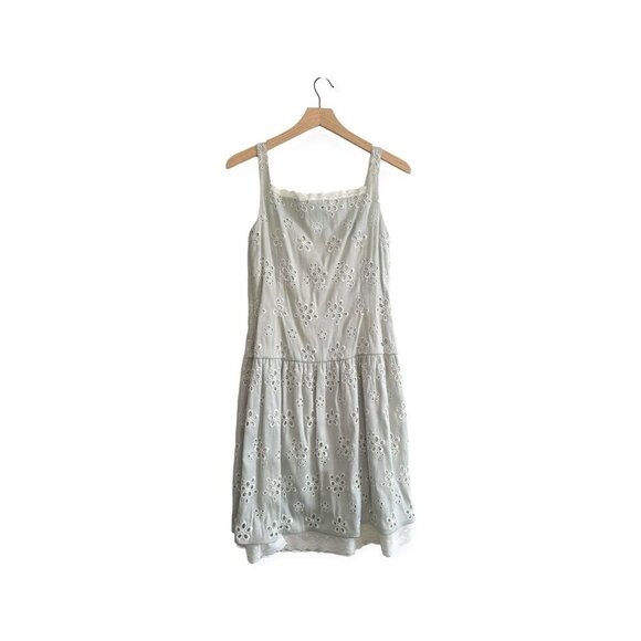 Bill Blass Silver Gray Eyelet Sleeveless Dress, Size 6 - Picture 2 of 16